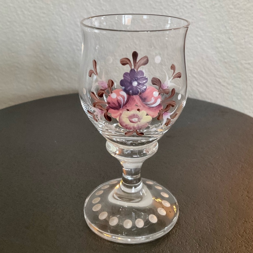 Vintage Artisanal European Hand-Painted Cordial Glass